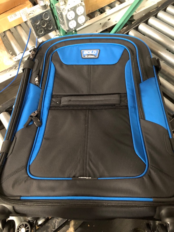 Photo 2 of **ONE SIDE IS BROKEN**
Travelpro Bold-Softside Expandable Luggage with Spinner Wheels, Blue/Black, Checked-Medium 26-Inch