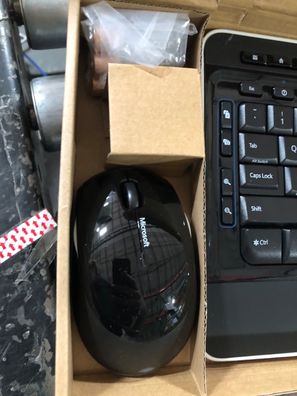 Photo 1 of Microsoft Wireless Desktop 3050 with AES - Black. Wireless Keyboard and Mouse Combo. Built-in Palm Rest. Customizable Windows Shortcut Keys