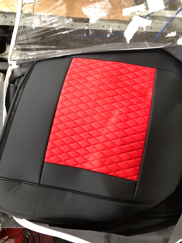 Photo 2 of VALIWARR Full Coverage Faux Leather Car Seat Covers Fit for Cars Trucks Sedans SUVs (Black and Red Front Seats)