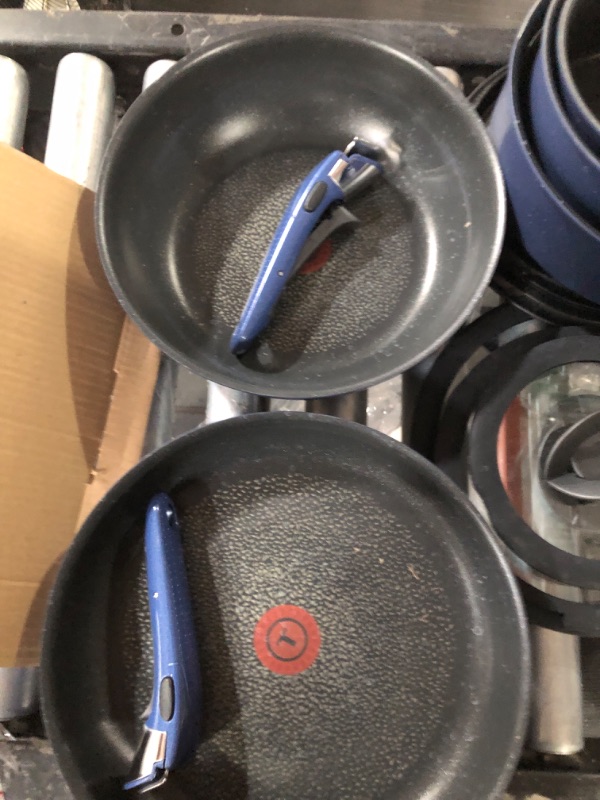 Photo 5 of T-fal Ingenio Nonstick Cookware Set 14 Piece Induction Stackable, Detachable Handle, Removable Handle, Cobalt Blue 14 Piece Cobalt Blue