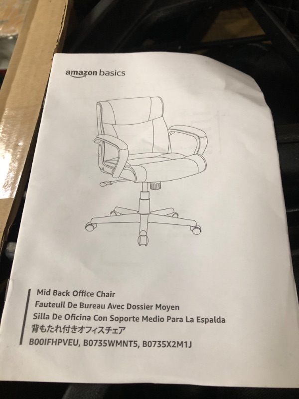 Photo 3 of **no hardware***Amazon Basics Padded Office Desk Chair with Armrests, Adjustable Height/Tilt, 360-Degree Swivel, 275Lb Capacity - Black
