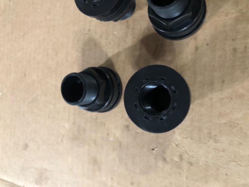 Photo 2 of 4Pack PVC Bulkhead Fitting Double Thread Bulkhead Water Tank Connector 