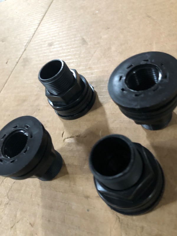 Photo 5 of 4Pack PVC Bulkhead Fitting Double Thread Bulkhead Water Tank Connector 