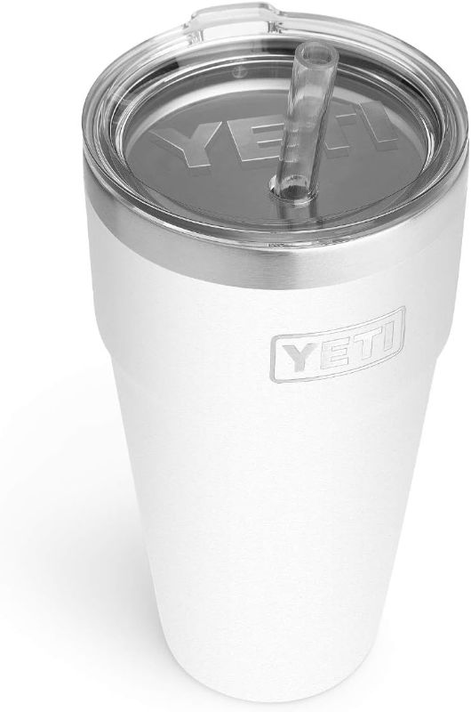 Photo 1 of *MISSING LID & STRAW* YETI Rambler 26 oz Straw Cup, Vacuum Insulated, Stainless Steel with Straw Lid, White