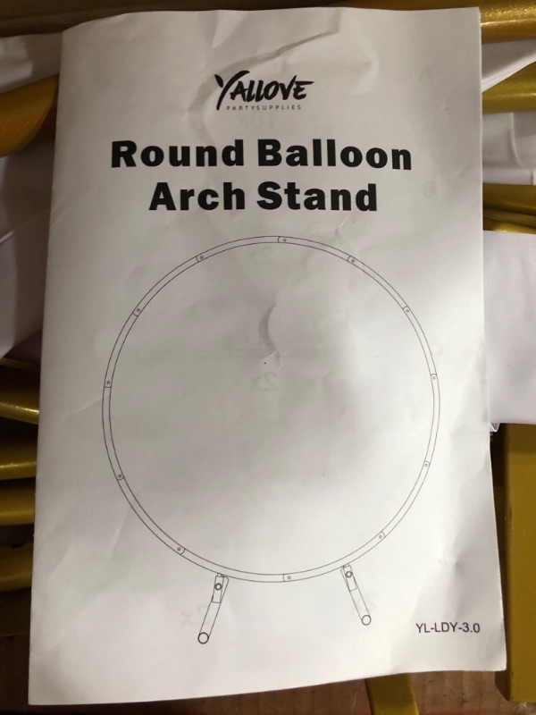 Photo 2 of *PARTS* YALLOVE Round Balloon Arch Kit, 7.2 Feet Balloon Hoop Stand, Gold Metal Balloon Circle