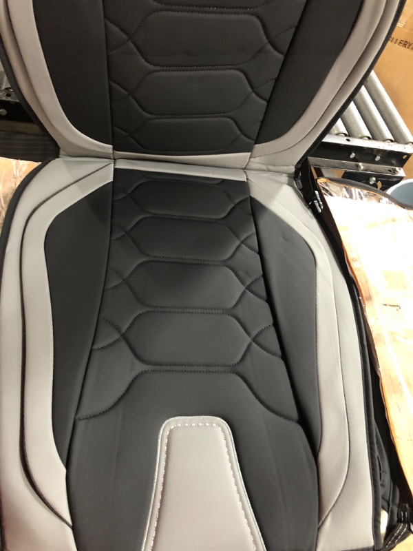 Photo 1 of OASIS AUTO Ford F150 F250 F350 Seat Covers 2009-25 Leather (Front Bucket Pair, Black&Gray)