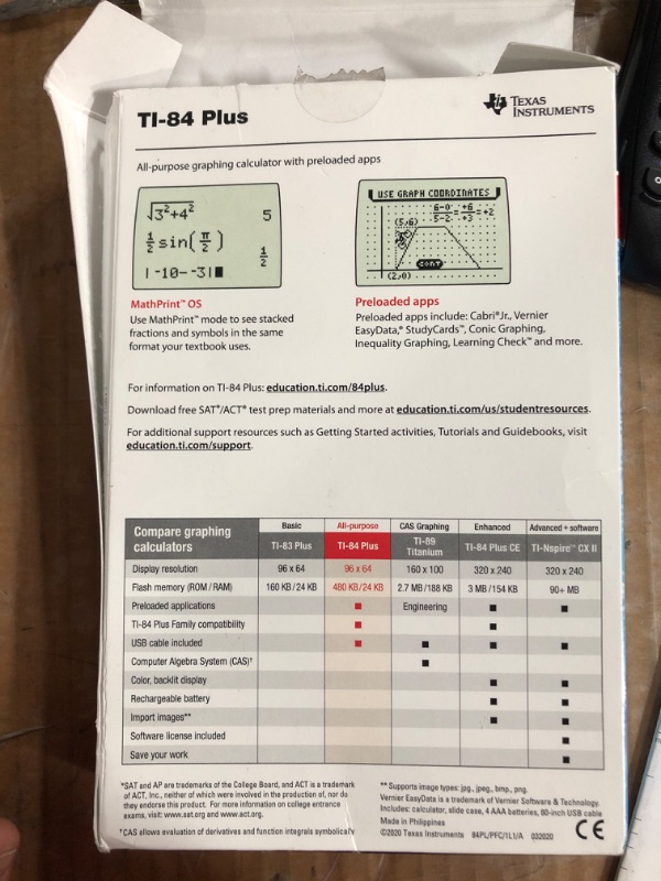 Photo 4 of Texas Instruments TI-84 Plus Graphics Calculator, Black