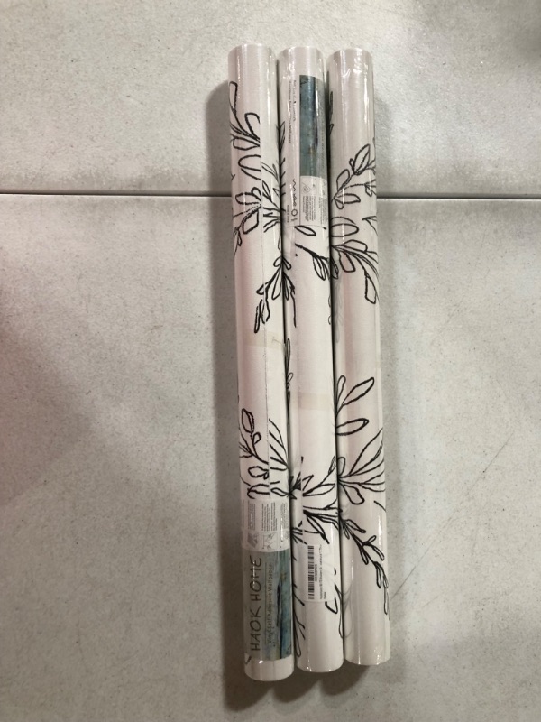 Photo 3 of (3 Pack) HAOKHOME 93172 Modern Sketched Floral Wallpaper Peel and Stick Removable Black/White 17.7in x 9.8ft