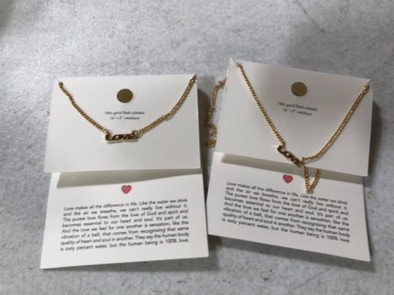 Photo 1 of 14kt Gold Flash Plated 16" + 2" Love Necklace Bundle (2 Pack)