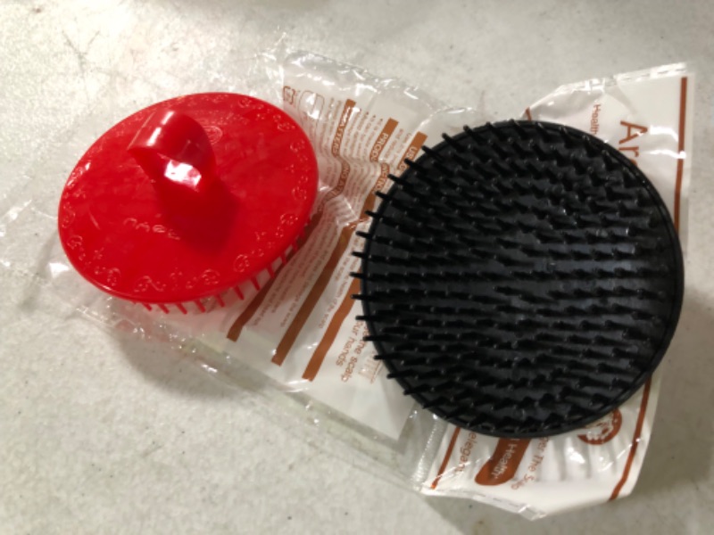 Photo 2 of Aroveea Hair Scalp Brush Pack of 2?Red Black) (2 Pack Bundle)