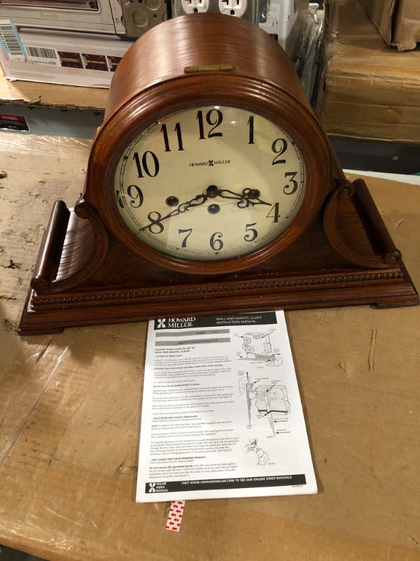 Photo 2 of *NON-FUNCTIONAL, NEEDS REPAIR, EXTERIOR IN GOOD CONDITION* Howard Miller Hadley Mantel Clock 630-222 �– Oak Yorkshire, Key Wound Single Chime Movement