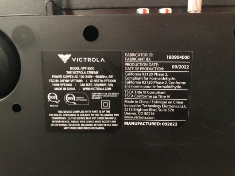 Photo 4 of **PARTS ONLY, MISSING POWER BUTTON, NON-FUNCTIONAL** Victrola Stream Onyx Works with Sonos Wireless Turntable - New