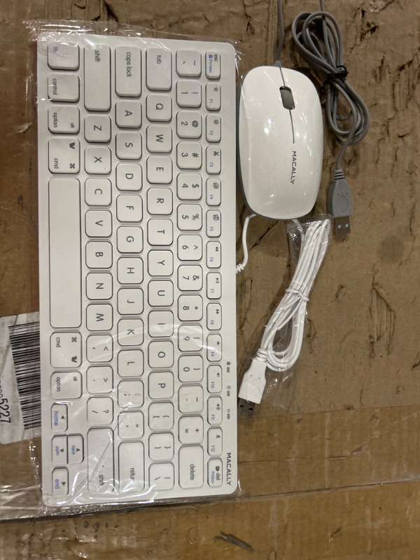 Photo 2 of Macally USB Wired Keyboard and Mouse Combo for Mac and PC Compatible Apple Keyboard and Mouse Silver