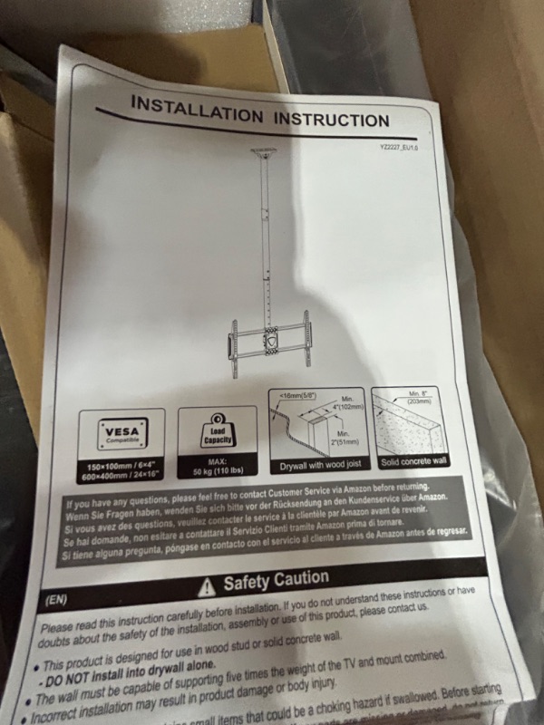 Photo 2 of MOUNTUP Ceiling TV Mount, Hanging TV Ceiling Mount for TVs 26''-70'', 60 Inches Height Adjustment, Hold Up to 110 Lbs 