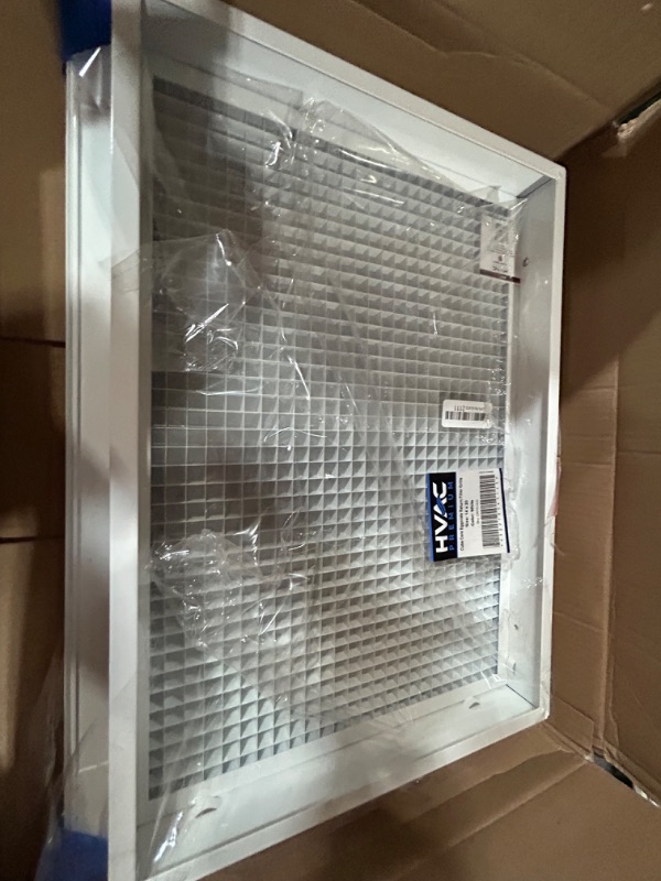 Photo 2 of **Damaged/ missing a tab**
14" x 20" Cube Core Eggcrate Return Air Filter Grille for 1" Filter - Aluminum - White 