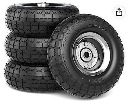 Photo 1 of 10" Flat Free Tires Solid Rubber Tyre Wheels, 12.4 Pounds Black