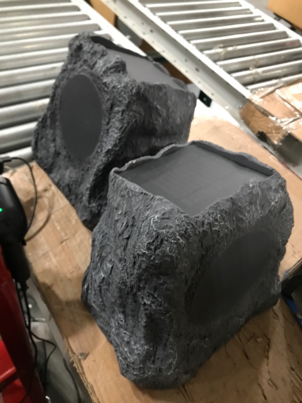 Photo 2 of Innovative Technology Outdoor Rock Speaker Pair - Wireless Bluetooth  Charcoal