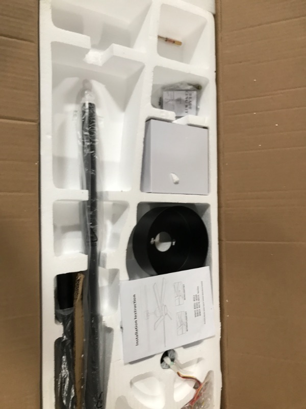 Photo 1 of WINGBO 72 Inch DC Ceiling Fan No Light with 3 Downrods, 5 Reversible Carved Solid Wood Blades, 6-Speed Noiseless DC Motor, Ceiling Fan without Lights in Matte Black Finish