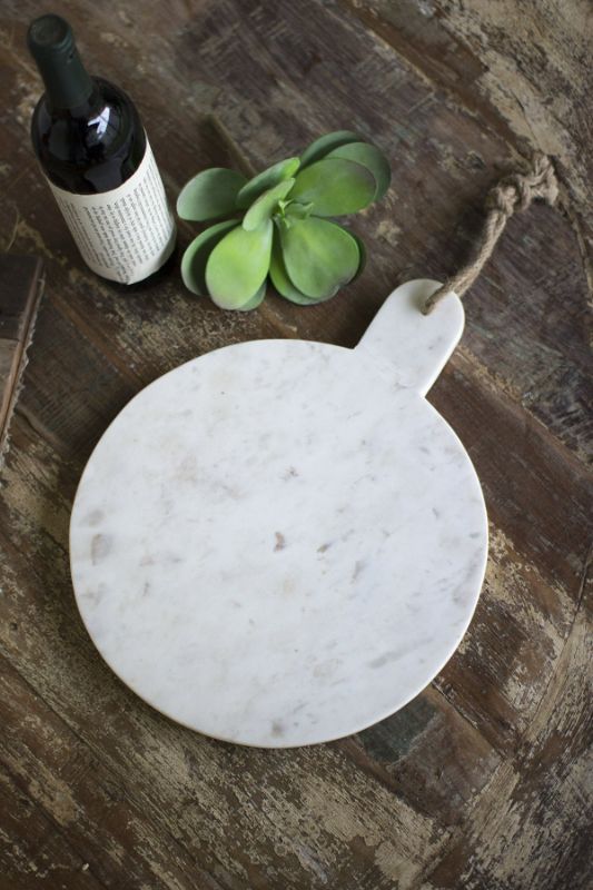 Photo 1 of **DAMAGED**KALALOU Round White Marble Cutting Board, One Size