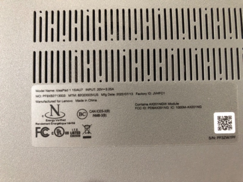 Photo 5 of **LAPTOP IS LOCKED**Lenovo IdeaPad 1i 15.6" Laptop - Intel Core I5 Processor - 8GB RAM Memory - 256GB SSD Storage - Windows 11 Home - Gray (82QD003VUS)
