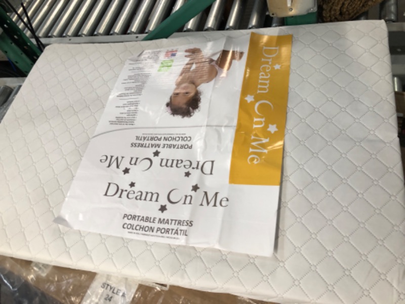 Photo 2 of Dream On Me Holly 3” Fiber Portable, Greenguard Gold Certified, Waterproof Vinyl Cover, Lightweight Mini Crib Mattress, White