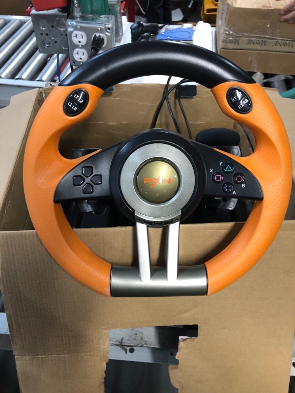 Photo 3 of PC Racing Wheel,PXN V3II 180 Degree Universal, with Pedals for PS3,PS4,Xbox One,Xbox Series X/S,Switch (Orange)