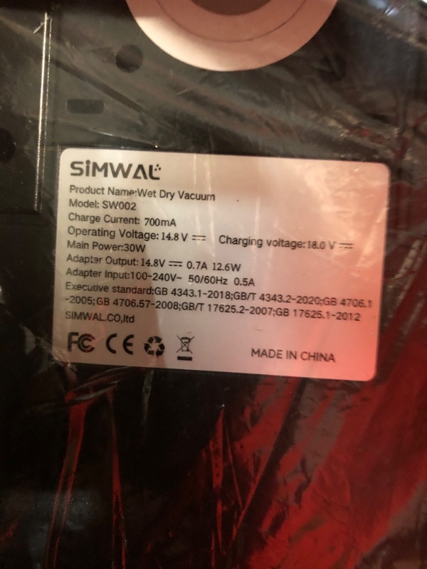 Photo 2 of **PARTS ONLY, NON-FUNCTIONAL** Simwal Wet-Dry Floor Cleaner?Wet Dry Vac Black&Gray