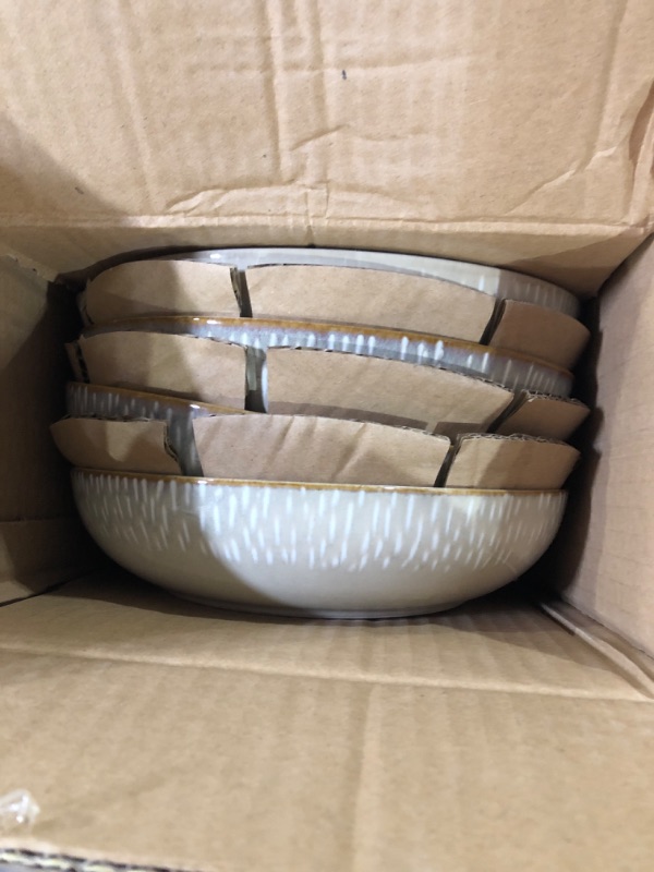 Photo 3 of Gibson Elite Matisse Double Bowl Dinnerware Set, Service for 4 (16pcs), Taupe Taupe Service for 4 (16pcs)