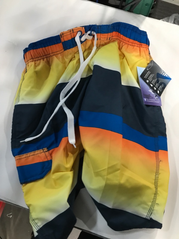 Photo 2 of Kanu Surf Men's Standard Mirage Swim Trunks (Regular & Extended Sizes), Waterfront Navy/Orange, Medium
