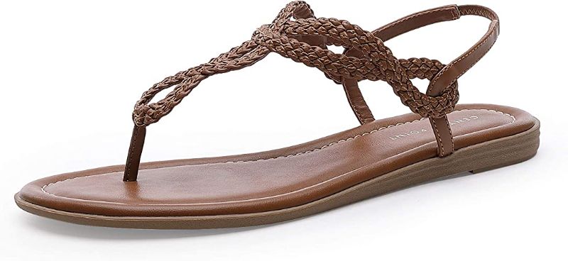 Photo 1 of CentroPoint Women's Braided T-strap Thong Slip On Flat Sandals