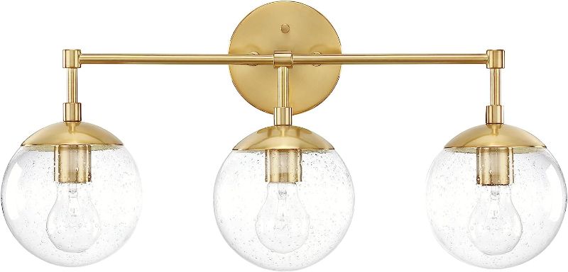 Photo 1 of *STOCK PHOTO FOR REFERENCE ONLY VALDIVIAN Homenovo 3-Light Vanity Light with Clear Glass Globe Shades, Brass  