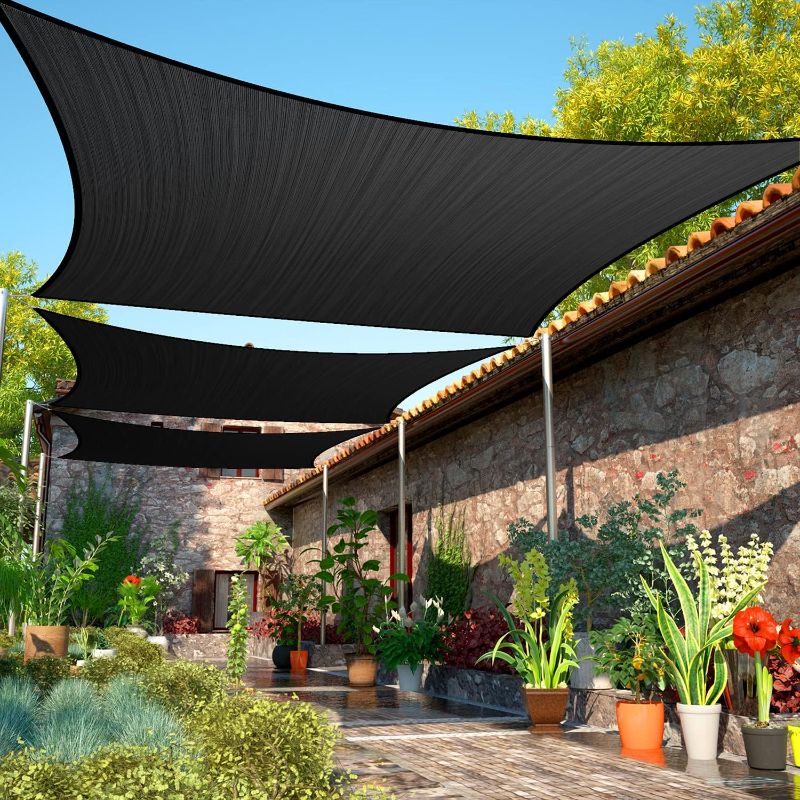 Photo 1 of [Notes] ShadeMart 7' x 16' Black Sun Shade Sail Rectangle smTAPR1218 Canopy Fabric Cloth 