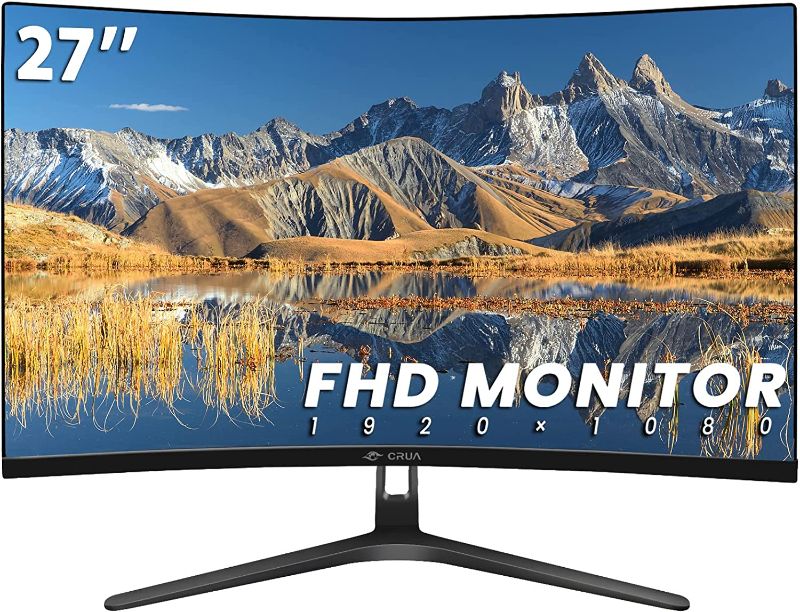 Photo 1 of CRUA 27" Curved Monitor, Full HD(1920x1080P)VA Panel 1800R 75HZ