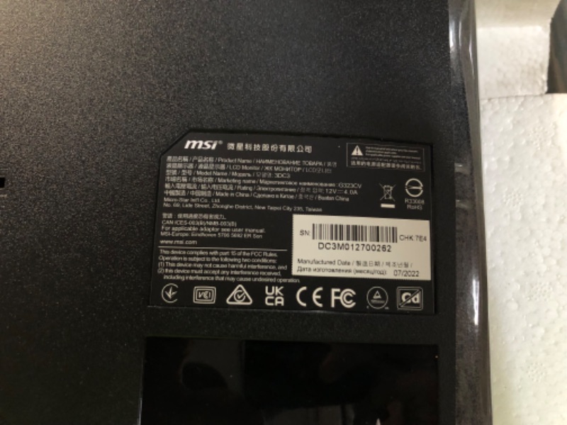 Photo 1 of MSI G323CV, 32" Gaming Monitor, 1920 x 1080 (FHD), VA, 75Hz, FreeSync