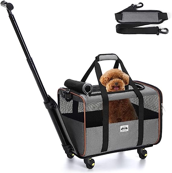 Photo 1 of [Like new] Lekesky Cat Dog Carrier with Wheels Airline Approved Rolling Pet Carrier - Grey
