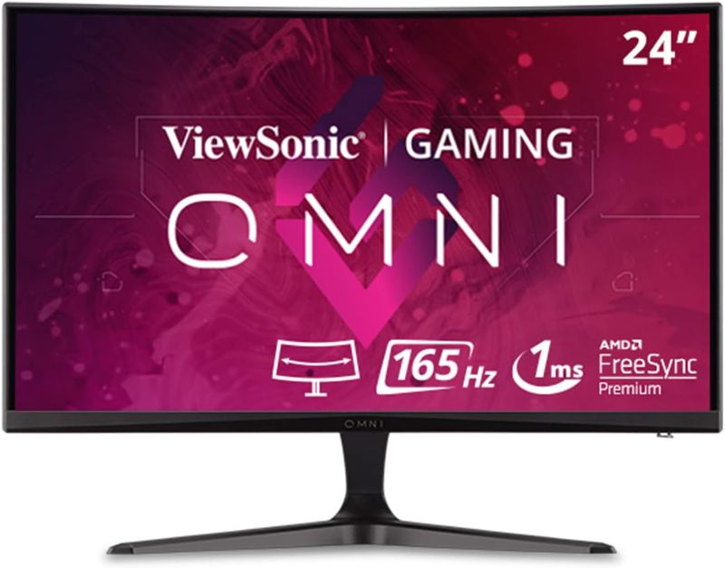 Photo 1 of ViewSonic Omni VX2418C 24 Inch 1080p 1ms 165Hz Curved Gaming Monitor w/ FreeSync
