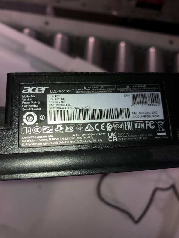 Photo 1 of Acer SB242Y EBI 23.8" Full HD (1920 x 1080) IPS Gaming Office Monitor | Ultra-Thin Stylish Design | 100Hz | 1ms (VRB) | 