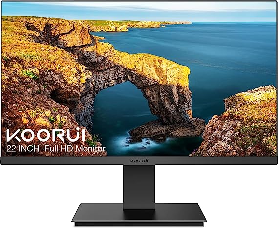 Photo 1 of KOORUI 21.5 Inch Full HD Computer Monitor 1080p VA Display 75Hz - Black
