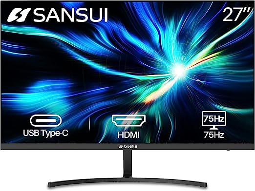 Photo 1 of SANSUI Monitor 27 inch FHD 1080p 75Hz USB Type-C Computer Monitor 
