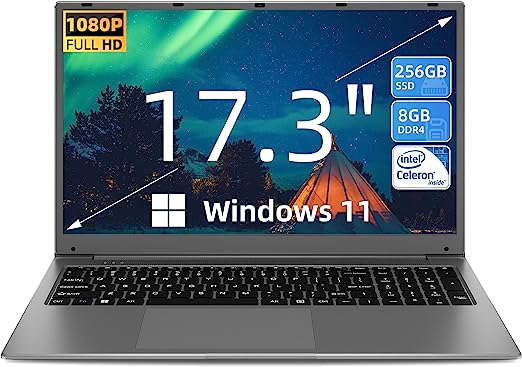 Photo 1 of SGIN 17" Laptop, 8GB RAM 256GB SSD Notebook, 17 Inch Laptop - Grey
