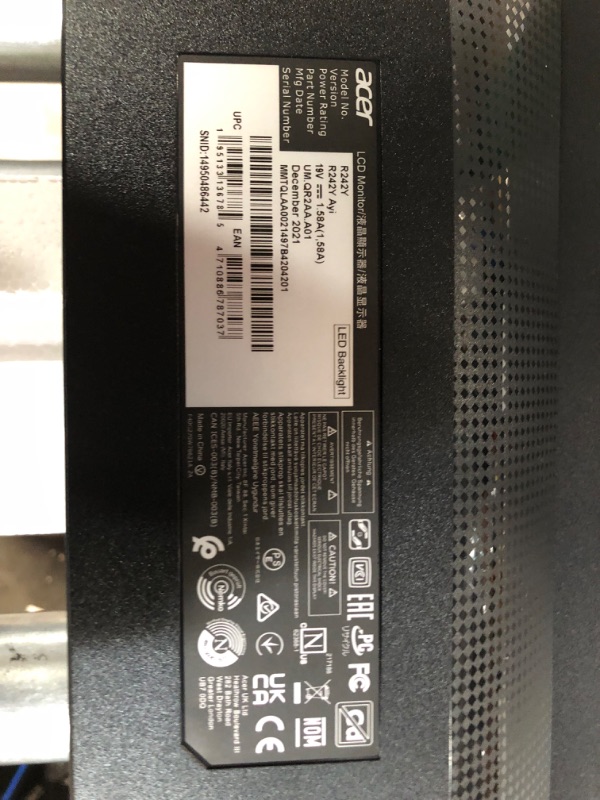 Photo 1 of Acer R242Y Ayi 23.8" Full HD (1920 x 1080) VA Monitor | AMD FreeSync Technology 