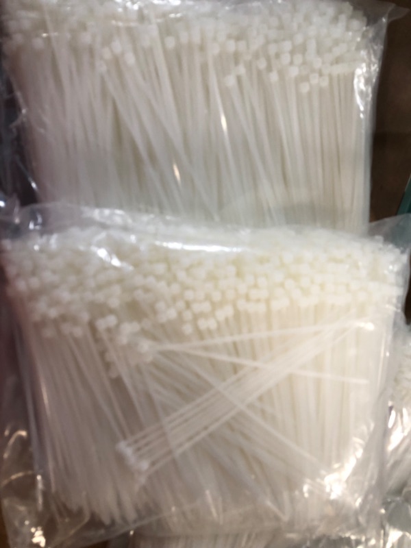 Photo 2 of 1000 Pack 6 Inch Bulk KOOWIN Nylon Plastic Cable Zip Ties Small - WHITE- PACK OF 2