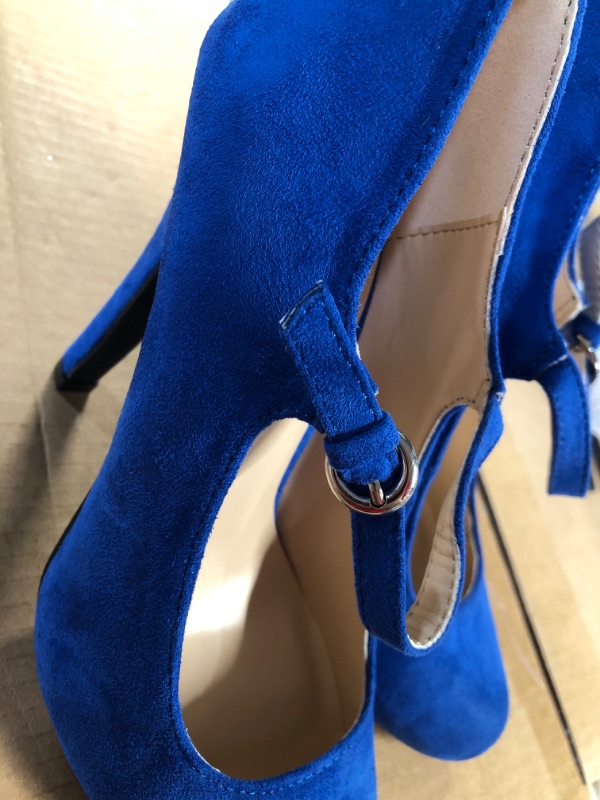 Photo 4 of STOCK IMAGE IS A REFERENCE**
Womens Evening Round Toe Suede Sexy Buckle Platform Stiletto High Heel Pumps Shoes  Royal Blue- 7 