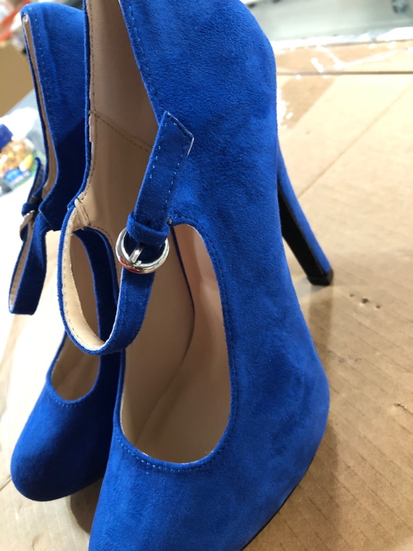 Photo 3 of STOCK IMAGE IS A REFERENCE**
Womens Evening Round Toe Suede Sexy Buckle Platform Stiletto High Heel Pumps Shoes  Royal Blue- 7 