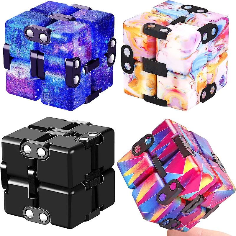 Photo 1 of 4 Packs Infinity Cube Fidget Toy Stress Relieving Fidgeting Game