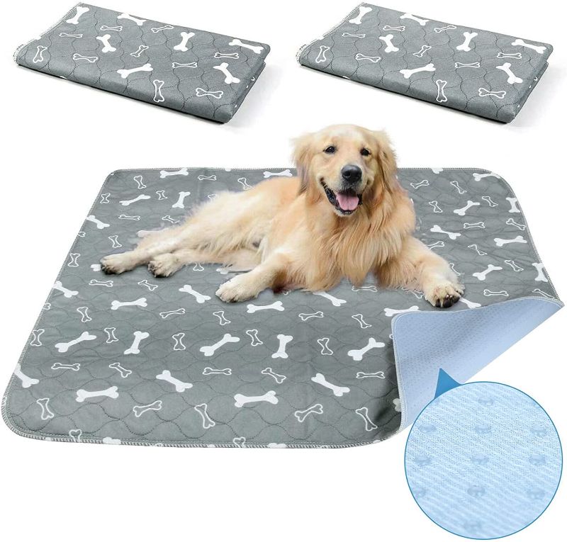 Photo 1 of 3 Pieces Washable Pee Pads for Dogs Reusable Dogs Pee Pads Waterproof PET Training Pads PET Puppy Mat Absorbent Cloth Puppy Pads Potty Pads Dog Training Mats for Floor Sofa (Orange,32 x 36 Inch) 32 x 36 Inch Orange