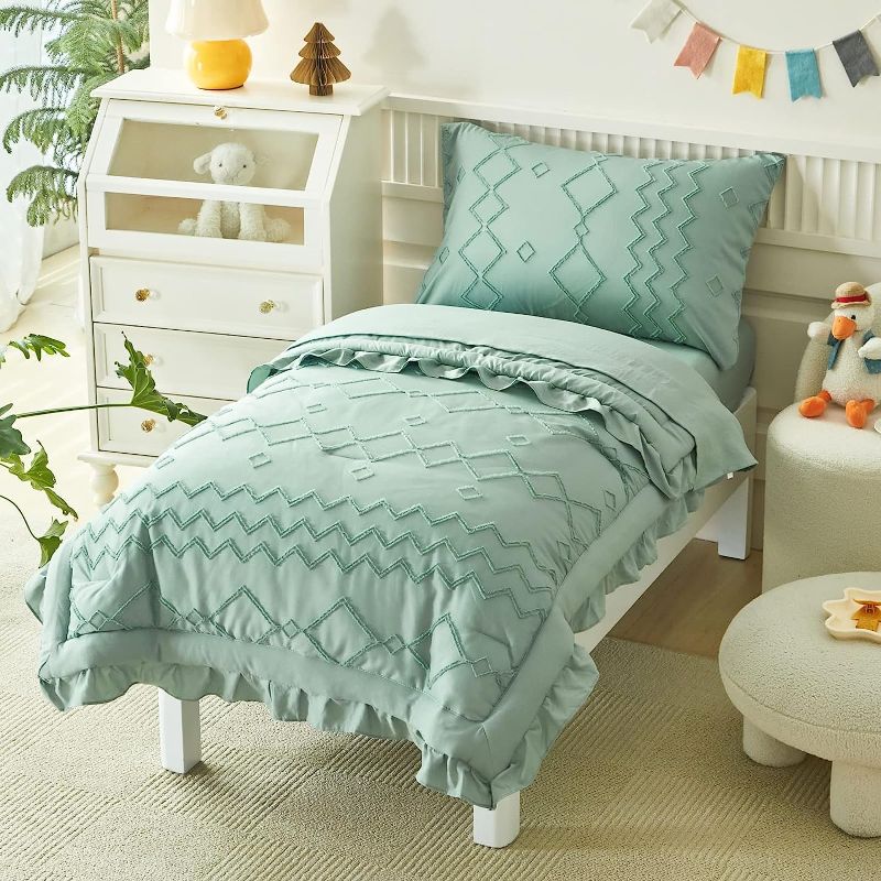 Photo 1 of **USED/WASH BEFORE USE**  AIKASY Sea Green Ruffle Comforter Queen