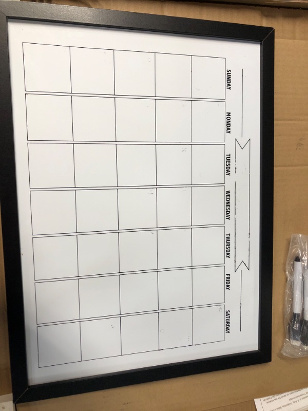 Photo 1 of Monthly Dry Erase Calendar Whiteboard for Wall, 24" x 18" Magnetic White Board 