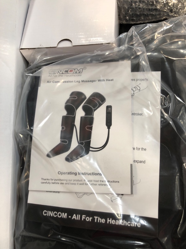 Photo 2 of CINCOM Leg Massager with Heat, Air Compression Leg Massager for Circulation, Full Leg Massager with 3 Heats 3 Modes 3 Intensities Sequential Compression Device for Pain Relief Silver