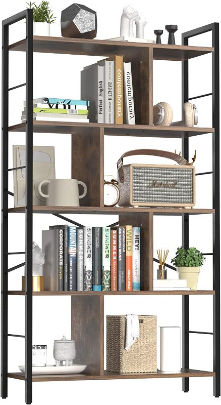 Photo 1 of  5 Tier Tall Bookshelf, Industrial Book Shelf Storage Bookcase, 